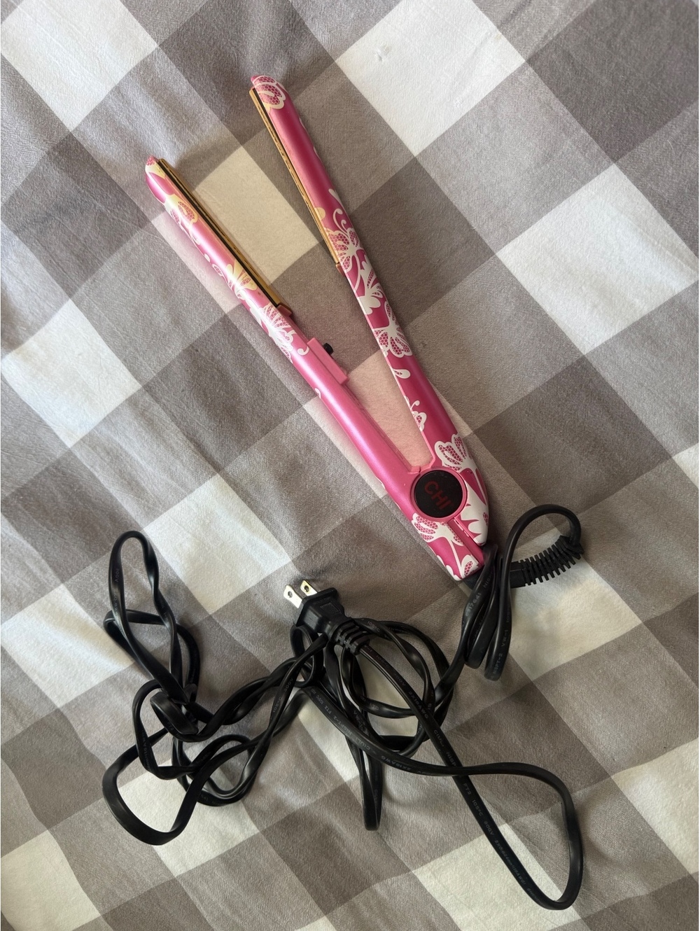 Chi ceramic straightener pink with white flowers